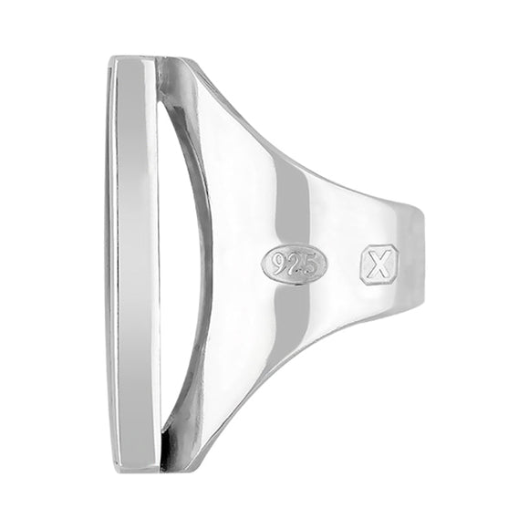 Sterling Silver Blue John Hallmark Large Oblong Ring