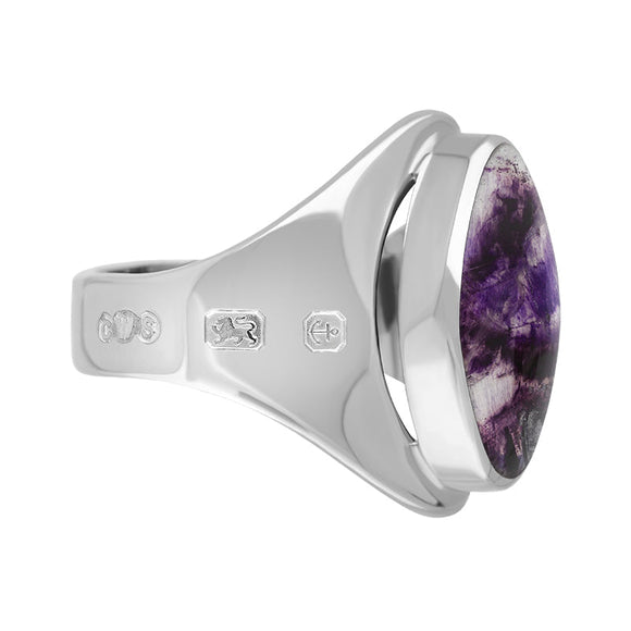 Sterling Silver Blue John Hallmark Small Oval Ring