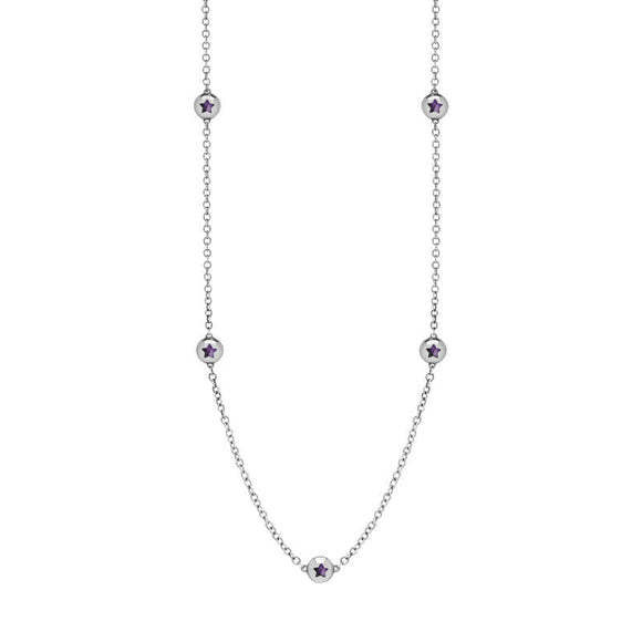 Sterling Silver Blue John Star Link Disc Chain Necklace, N744.