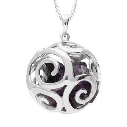 Sterling Silver Blue John Swirl Bead Ball Necklace, P2313.