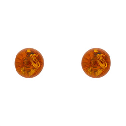 Sterling Silver Cognac Amber Ball Stud Earrings, E2349_COGNAC.