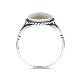 Sterling Silver Opal Rope Edge Ring