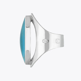 Sterling Silver Turquoise Hallmark Large Oval Ring