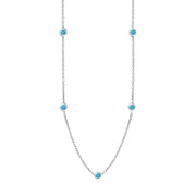 Sterling Silver Turquoise Heart Link Disc Chain Necklace, N746_2.