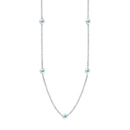 Sterling Silver Turquoise Heart Link Disc Chain Necklace, N746.