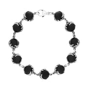 Sterling Silver Whitby Jet Acanthus Leaf Bracelet, B866