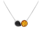 Sterling Silver Whitby Jet Amber Pear Shaped Necklace N1126
