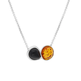 Sterling Silver Whitby Jet Amber Pear Shaped Necklace N1126_2