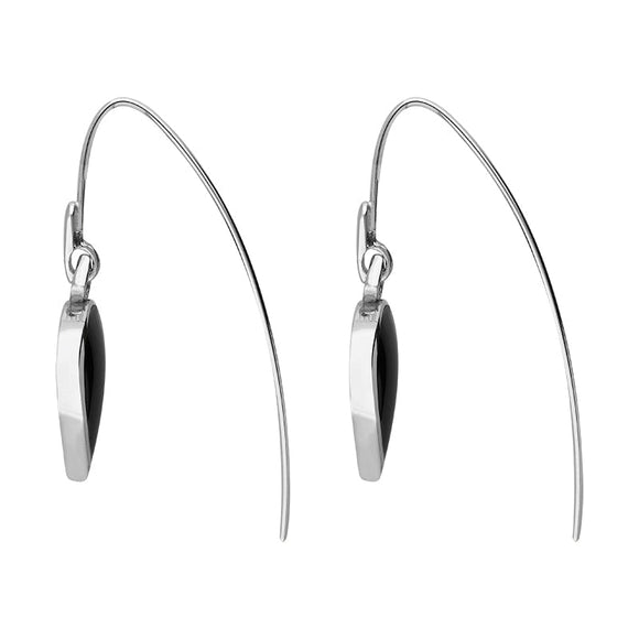 Sterling Silver Whitby Jet Flore Filigree Heart Drop Earrings. E2588._2