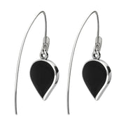 Sterling Silver Whitby Jet Flore Filigree Heart Drop Earrings. E2588._3