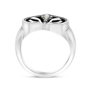 Sterling Silver Whitby Jet Freshwater Pearl Victoriana Ring