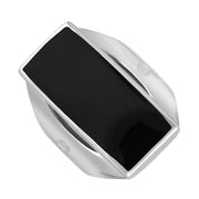 Sterling Silver Whitby Jet Hallmark Medium Oblong Ring, R065_FH.