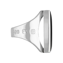 Sterling Silver Whitby Jet Hallmark Medium Oblong Ring