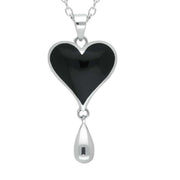 Sterling Silver Whitby Jet Heart Teardrop Necklace, P3693.