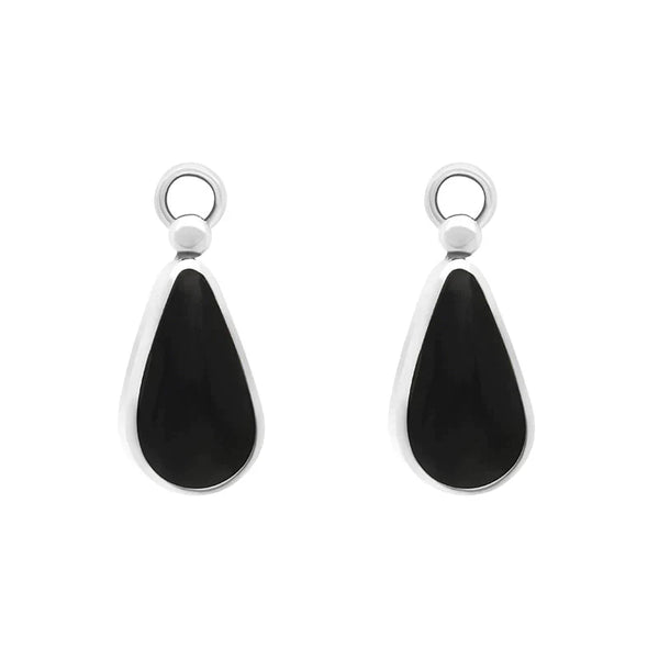 Sterling Silver Whitby Jet Large Pear Drop Earrings, E100