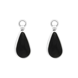 Sterling Silver Whitby Jet Large Pear Drop Earrings, E100