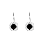 Sterling Silver Whitby Jet Rhombus Cushion Drop Earrings, E1901