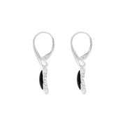 Sterling Silver Whitby Jet Rhombus Cushion Drop Earrings