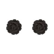Sterling Silver Whitby Jet Tuberose 8mm Rose Stud Earrings. E2151_1