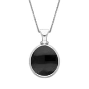 Sterling Silver Whitby Jet Turquoise Small Double Sided Pear Fob Necklace, P220_2.