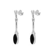 Sterling Silver Whitby Jet Twist Marquise Drop Earrings E1653_2
