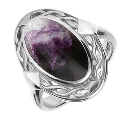 Sterling Silver Whitby Jet Celtic Oval Four Piece Set, S013 