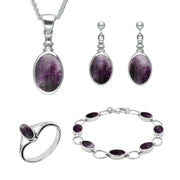 Sterling Silver Blue John Oval Four Piece Set. S019 