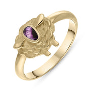 9ct Yellow Gold Blue John Sheep Ring, R1245.