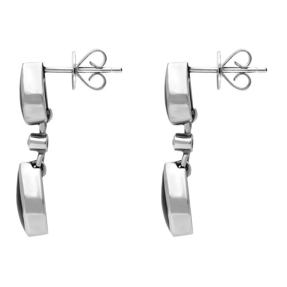 18ct White Gold Whitby Jet 0.11ct Diamond Cushion Stud Earrings E703