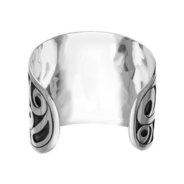 00104785 Sterling Silver Wide Unique Gothic Cuff Bangle, BUNQ0000693