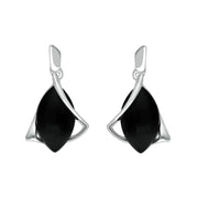 00178875 Sterling Silver Whitby Jet Marquise Open Twist Edge Drop Earrings E2534