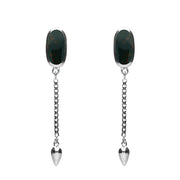 00181106 Sterling Silver Bloodstone Lineaire Medium Drop Stud Earrings, E2241.