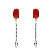 00181112 Sterling Silver Carnelian Lineaire Medium Drop Stud Earrings, E2241.