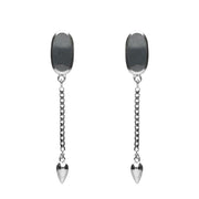 00181120 Sterling Silver Hematite Lineaire Medium Drop Stud Earrings, E2241.