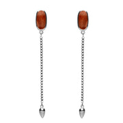 Sterling Silver Jasper Lineaire Long Drop Stud Earrings. E2240.