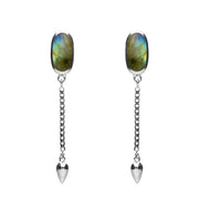 00181124 Sterling Silver Labradorite Lineaire Medium Drop Stud Earrings, E2241.