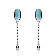 00181128 Sterling Silver Larimar Lineaire Medium Drop Stud Earrings, E2241.