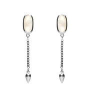 00181132 Sterling Silver White Mother of Pearl Lineaire Medium Drop Stud Earrings, E2241.