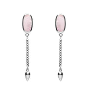 00181134  Sterling Silver Pink Mother of Pearl Lineaire Medium Drop Stud Earrings, E2241.