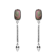 00181136 Sterling Silver Dark Mother of Pearl Lineaire Medium Drop Stud Earrings, E2241.