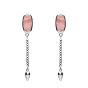 00181144 Sterling Silver Rhodochrosite Lineaire Medium Drop Stud Earrings, E2241.