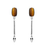 00181152 Sterling Silver Tigers Eye Lineaire Medium Drop Stud Earrings, E2241.