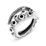 18ct White Gold Whitby Jet Tentacle Ring R1146