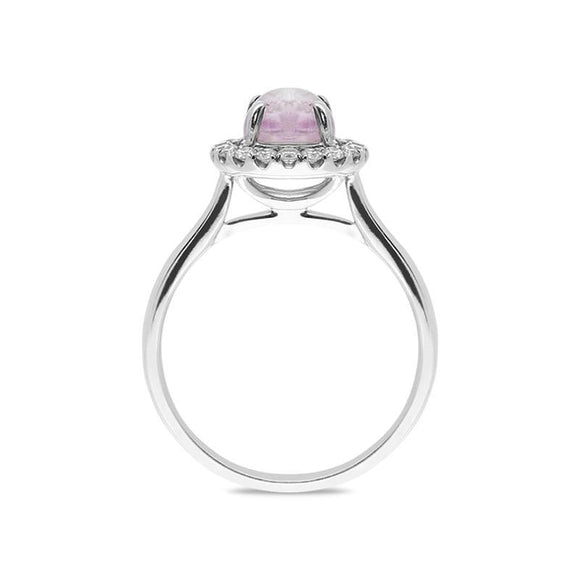 18ct White Gold Blue John 0.24ct Diamond Halo Ring, R854.