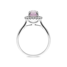 18ct White Gold Blue John 0.24ct Diamond Halo Ring, R854.