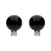 18ct White Gold Whitby Jet 0.22ct Diamond Bead Stud Earrings E1476