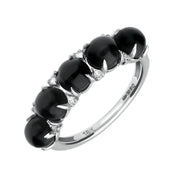 18ct White Gold Whitby Jet Diamond Five Stone Half Eternity Ring R759