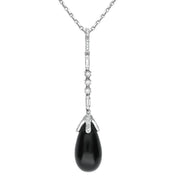 18ct White Gold Whitby Jet Diamond Pear Drop Necklace P1555C