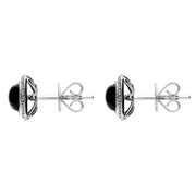18ct White Gold Whitby Jet 0.18ct Diamond Square Stud Earrings E1334