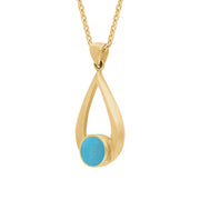 9ct Yellow Gold Turquoise Teardrop Necklace. P086.